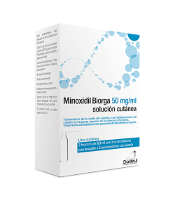 Minoxidil Biorga 50mg/ml 3 frascos de 60ml boquillas y accionadores con cánula