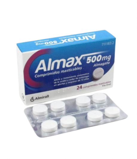 Almax 500 mg 24 Comprimidos Masticables Ardor de Estómago