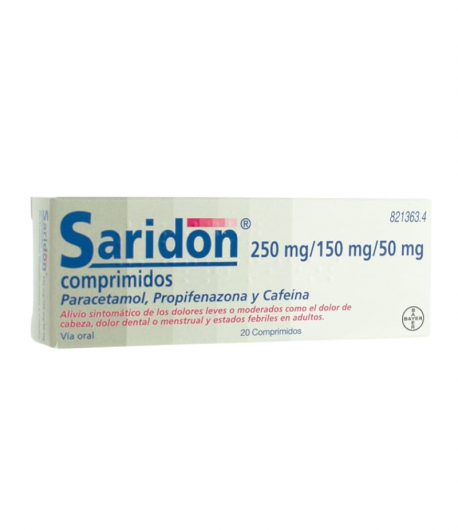 Saridon 250 mg/150 mg/50 mg 20comp Dolor