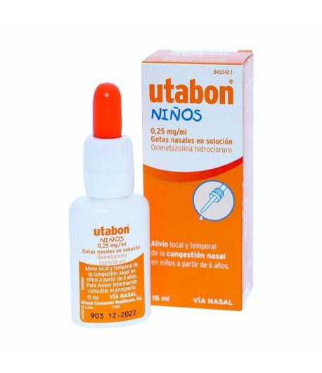 UTABON NIÑOS 0,25mg/ml gotas nasales en solución 15ml Vía Nasal