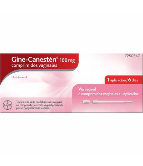 GINE CANESTÉN 100 mg 6 comprimidos Vaginales Antifúngicos