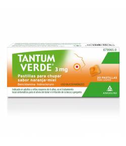 TANTUM VERDE 3 mg 20past para chupar sabor naranja-miel