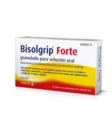 Bisolgrip Forte 650mg Granulado 10 sobres Solución Oral Antigripales