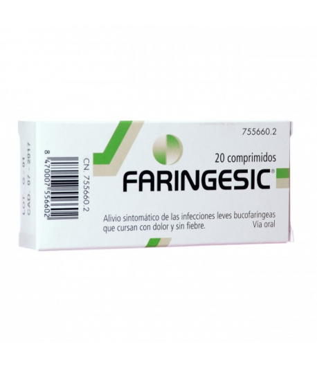Faringesic 5 mg /5 mg 20 Comprimidos para chupar sabor menta Dolor de garganta
