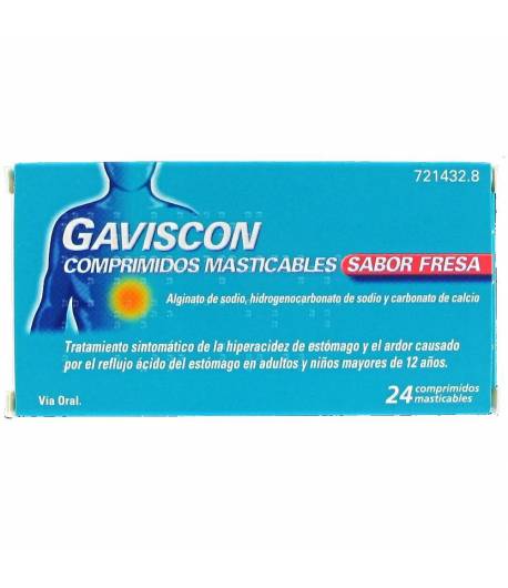GAVISCON 24 Comprimidos Masticables Sabor Fresa Ardor de Estómago